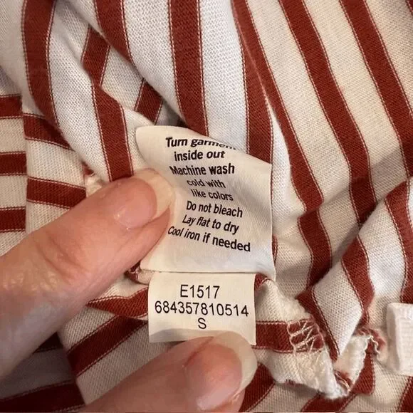 AYR The French Fry Tee Brick Lane Rust Striped Pima Long Sleeve Oversized Small - Picture 8 of 12